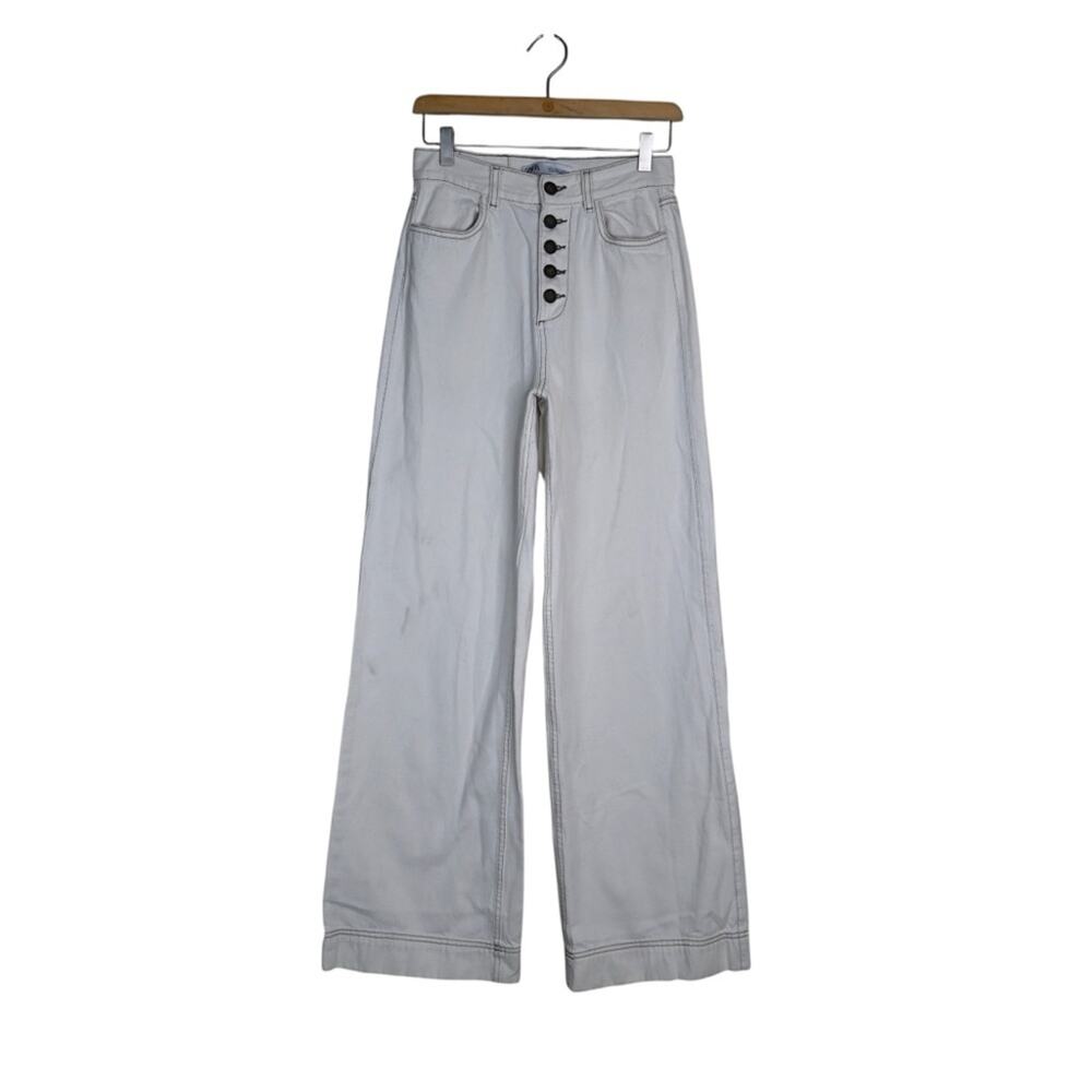 Zara Women's 2 Exposed Button Fly Flare Leg Pants